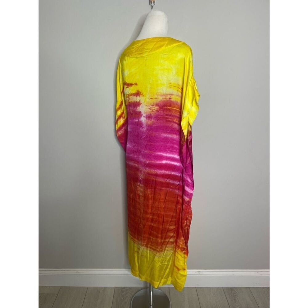 Young Fabulous & Brooke Orange Yellow Tie Dye Beach cover up Dress NWOT - Picture 6 of 7